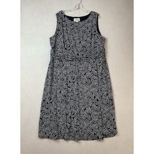 NorthStyle Dress Womans 24W Navy Blue White Floral Sleeveless Knit Ruching Waist